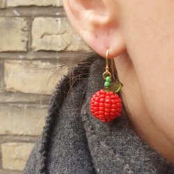 Anhnger, rote Apfel, seed bead Fruchtfigur, ca. 21,5x15 mm, 1 Stck