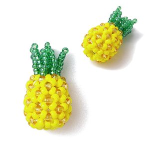 Anhnger, gelbe Ananas, seed bead Fruchtfigur, ca. 21x12 mm, 1 Stck