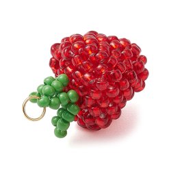 Anhnger, rote Erdbeere, seed bead Fruchtfigur, ca. 21x16 mm, 1 Stck