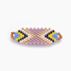 Seed bead connector, rhombus, multicolour, 35x12.5 mm, 1 pc