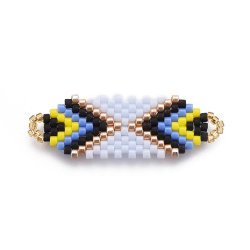 Seed bead connector, rhombus, multicolour, 35x12.5 mm, 1 pc