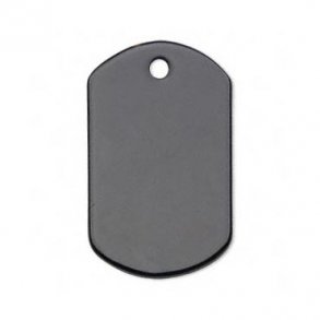 Dog-tag aus schwarzem Onyx, 42x25x2 mm, Lochgröße 2 mm, 1 Stk