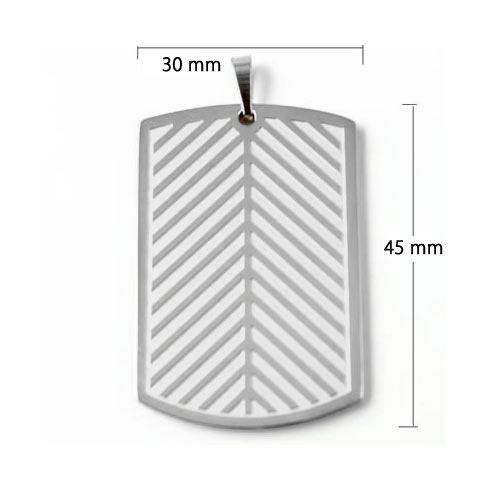 Dog-tag, Metallmarke mit Streifen, Edelstahl, 45x30x3 mm, 1 Stk,