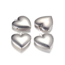 Anh&auml;nger, Stahl, Herzmedaillon f&uuml;r Bilder, 22x21 mm, 1 St&uuml;ck