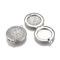 Anh&auml;nger, Stahl, rundes Medaillon f&uuml;r Bilder, 27 mm, 1 St&uuml;ck