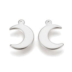 Halbmond mit &Ouml;se, Edelstahl, Anh&auml;nger, 15,5x11x1 mm, 2 Stk