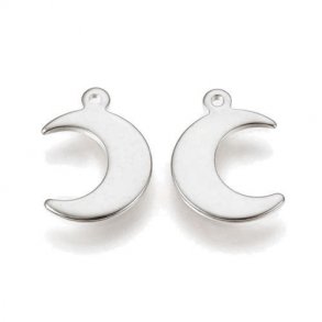 Halbmond mit Öse, Edelstahl, Anhänger, 15,5x11x1 mm, 2 Stk