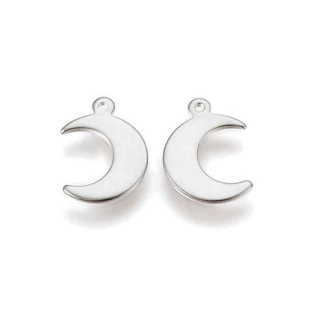 Moon shape with eye, steel, pendant, 15,5x11x1mm, 2pcs