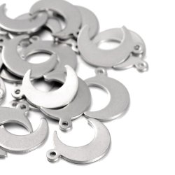 Halbmond mit &Ouml;se, Edelstahl, Anh&auml;nger, 15,5x11x1 mm, 2 Stk