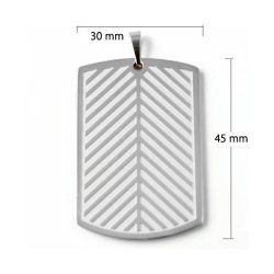 Dog tag, dog tag with pattern and frosted backside, steel, 45x30x3mm, 1pc.