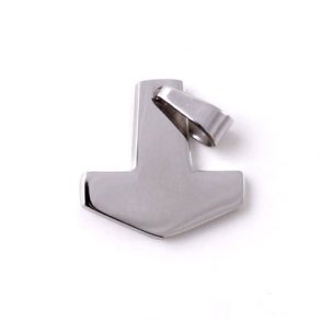 Thor's hammer, simple, small, stainless steel, 18x18x3mm, 1pc.