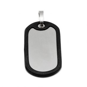 Dog-tag mit Gummirand, Stahl, 52x30x4 mm, 1 Stk.