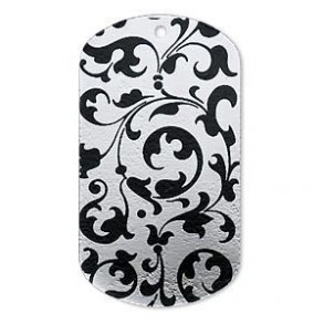 Dog-tag, dekorierte Forderseite, Klare Rückseite, Stahl, 40x22 mm, 1 Stk.