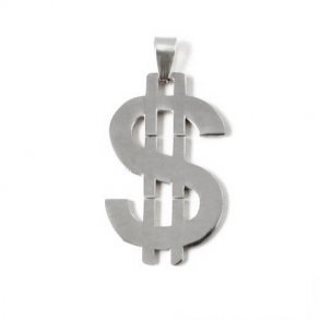 Anhänger, Dollar-Zeichen, Edelstahl, 39x24 mm, 1 Stk.