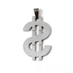 Anh&auml;nger, Dollar-Zeichen, Edelstahl, 39x24 mm, 1 Stk.