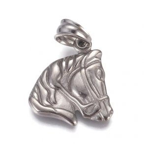 Anhänger, Pferd, Edelstahl, 21,5x19x2 mm, 1 Stk.