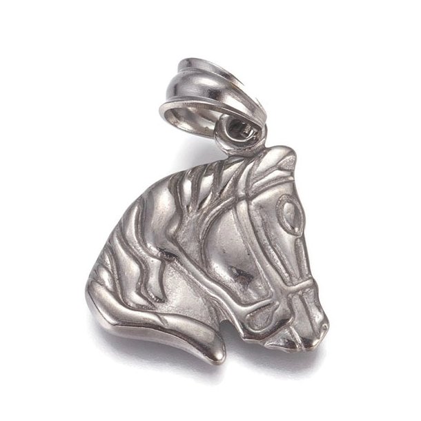 Pendant, horse, stainless steel, 21,5x19x2mm, 1pc.