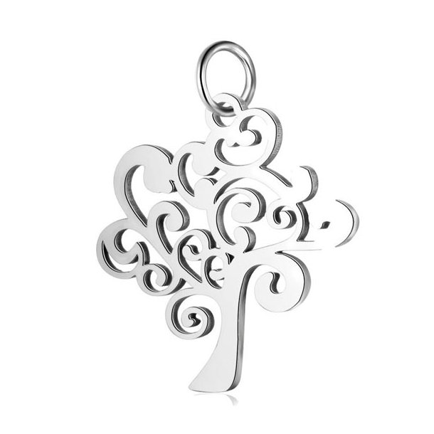 Pendant, tree of life, stainless steel, 20.5x20x1mm, 1pcs.