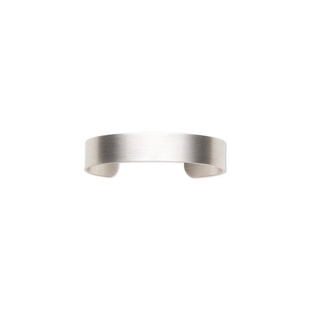 Bracelet, cuff, M, matt silver-plated steel, adjustable, width 13 mm, 1pc.
