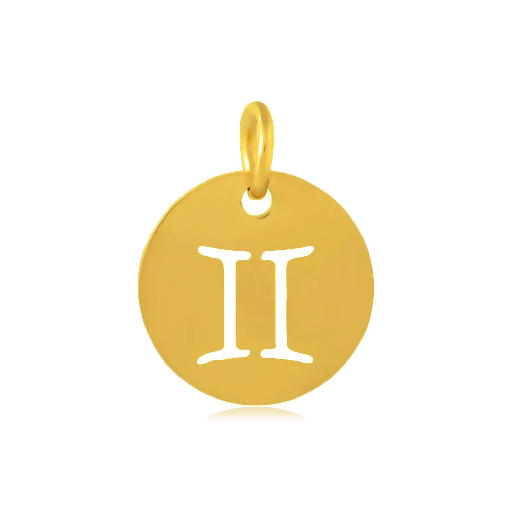 Charm, Sternzeichen, Zwilling, vergoldeter Stahl, 12 mm, 1 Stk.