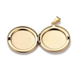 Anh&auml;nger, Stahl vergoldet, rundes Medaillon, 27 mm, 1 St&uuml;ck