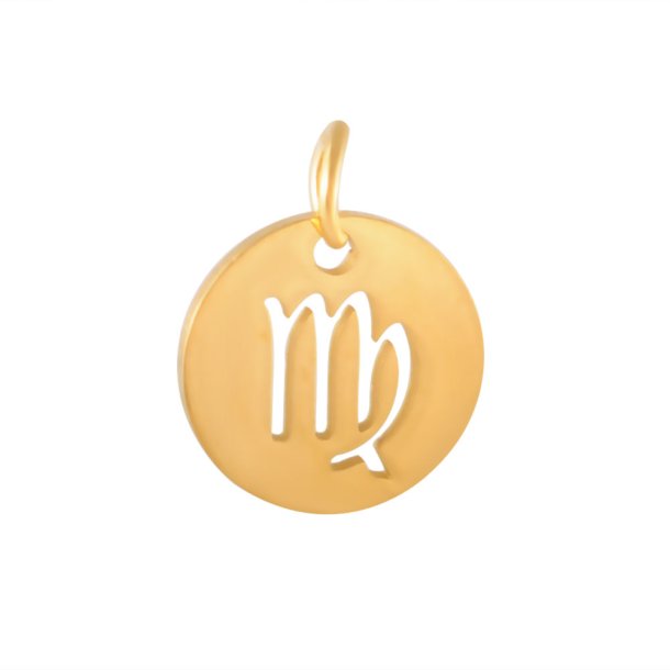 Charm, zodiac sign, Virgo, gold plated steel, 12mm, 1pc.