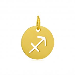 Charm, Sternzeichen, Schütze, vergoldeter Stahl, 12 mm, 1 Stk.