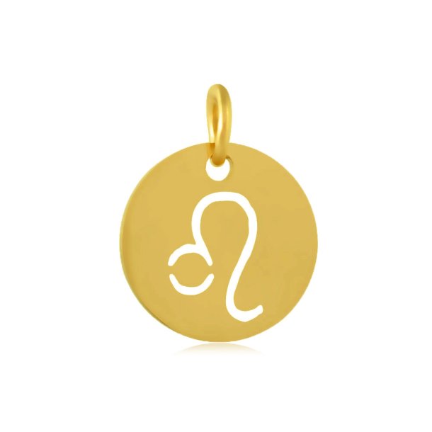 Charm, zodiac sign, Leo, gold plated steel, 12mm, 1pc.