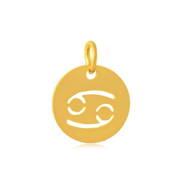 Charm, zodiac sign, Cancer, gold plated steel, 12mm, 1pc.
