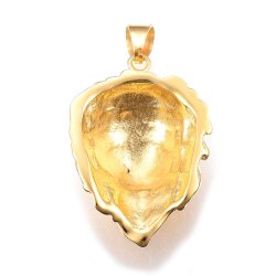 Pendant, lion�s head with crystal eyes, gold-plated steel, 48.5x35.5 mm, 1 pc