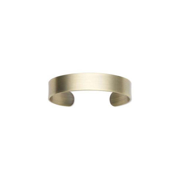 Bracelet bangle, L, open, adjustable, frosted, gold-plated steel, width 13 mm, 1 pc