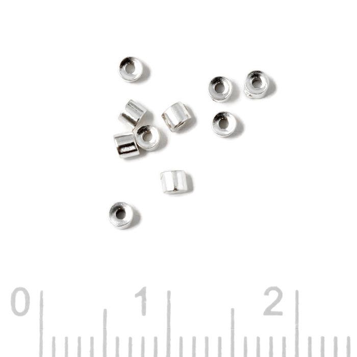Drahtklemmen / Quetschperlen, Extra Stark, 0,8 mm Loch, Silber, 2x1,5 mm, 10 Stk