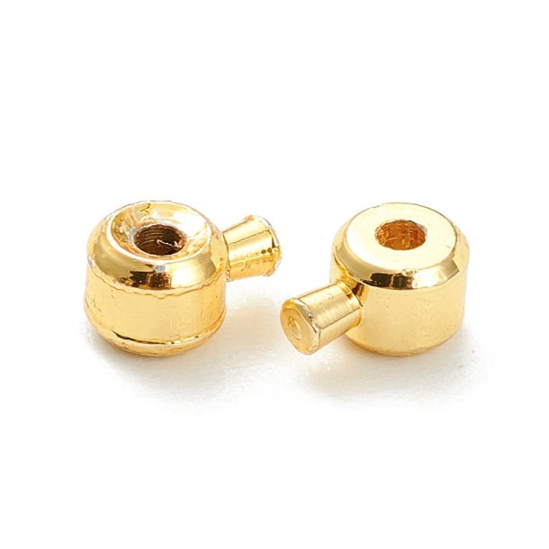 Bead stopper, wire crimp with pin, gold-plated, 3.5x2.5 mm, hole: 1 mm, 6 pcs