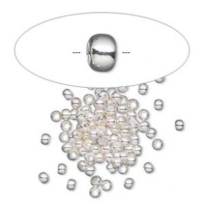 Zwischenperlen / Quetschperlen, versilbert, 2,5x2 mm, Lochgre 1,5 mm, 100 Stk