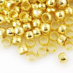 Zwischenperle, Quetschperle, vergoldetes Messing, 4x2 mm, Loch 3 mm, 200 Stk