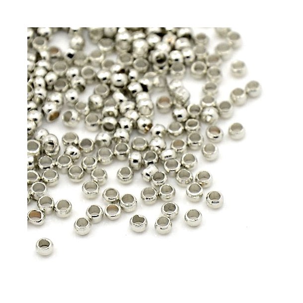 Wireklemme, mellemperle, rundet, metalfarvet messing, 1,8x1,2, huldiameter 1 mm, 200 stk.