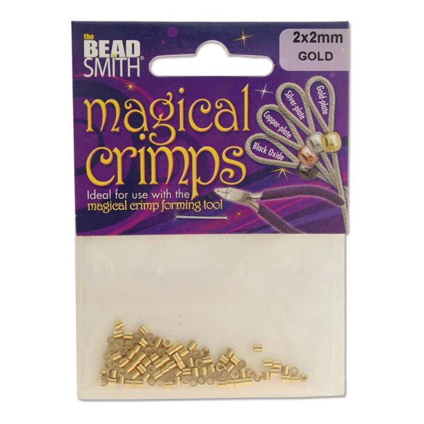 Crimp beads, Magical Crimps, gold plated brass, 2x2 mm, 100pcs
