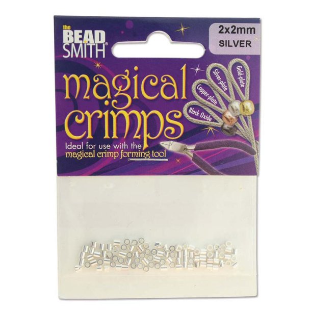 Crimp beads, Magical Crimps, silver plated brass, 2x2 mm, 100pcs