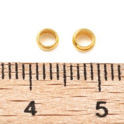 Mellemperle, wireklemme, rundet, guldfarvet messing, 3,5x2 mm, hul 2 mm, 200 stk.