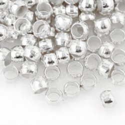 Zwischenperlen / Quetschperlen, gro, versilbert, 3x4 mm, Lochgre 3 mm, 150 Stk