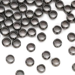 Mellemperle, wireklemme, rundet, sort messing, 3,5x2 mm, hul 2 mm, 200 stk.