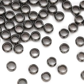 Mellemperle, wireklemme, rundet, sort messing, 3,5x2 mm, hul 2 mm, 200 stk.