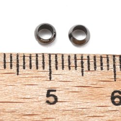 Mellemperle, wireklemme, rundet, sort messing, 3,5x2 mm, hul 2 mm, 200 stk.