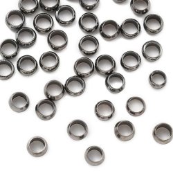 Mellemperle, wireklemme, rundet, sort messing, 4x2 mm, hul 3 mm, 200 stk.