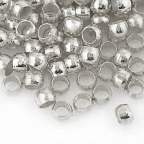 Crimp bead, rounded, platinum plated, 3x4mm, hole size 3mm, 200 pcs.