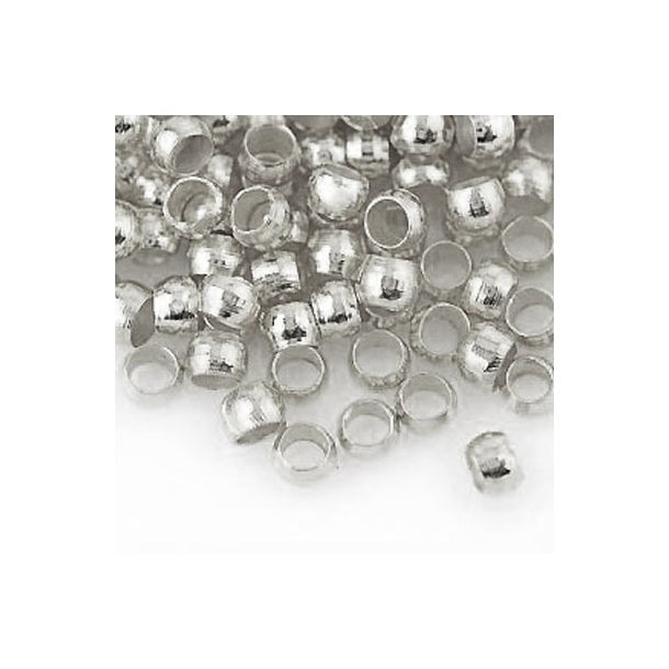 Crimp bead, rounded, platinum plated, 3x4mm, hole size 3mm, 200 pcs.