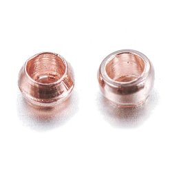 Zwischenperlen / Quetschperlen, hell rosa vergoldetes messing, 2x1,2 mm, Loch 1,2 mm, 200 Stk